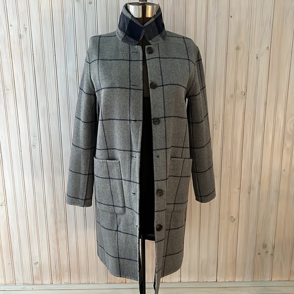 ✨HOST PICK✨ J MCLAUGHLIN PLAID REVERSIBLE WOOL COAT - SIZE MEDIUM - Picture 3 of 13